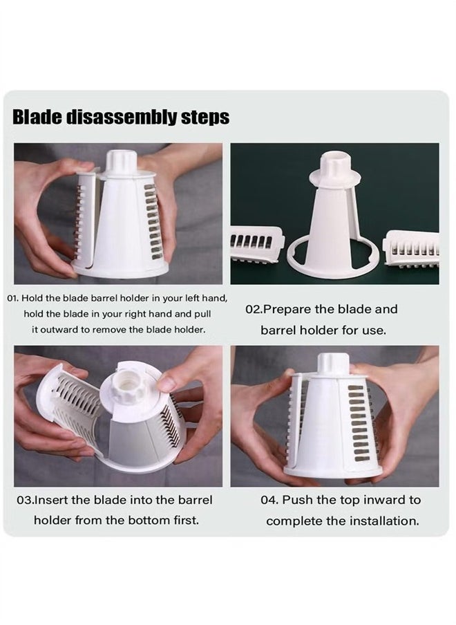 Bukela Manual Drum Vegetable Slicer, 5 Sets of Interchangeable Stainless Steel Blades Kitchen Vegetable Chopper Dicer  - Image 2