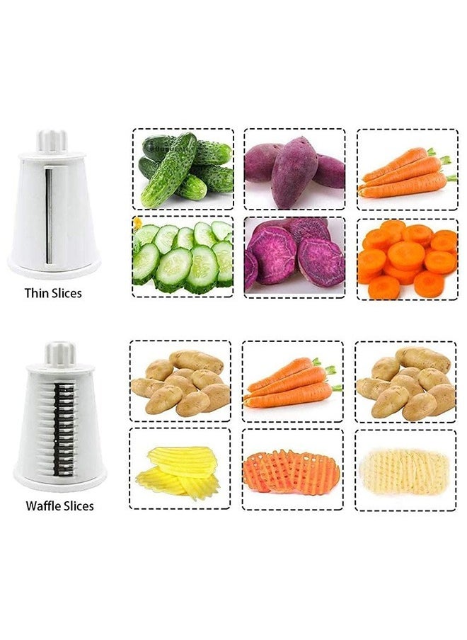 Bukela - Manual Drum Vegetable Slicer, 5 Sets of Interchangeable Stainless Steel Blades Kitchen Vegetable Chopper Dicer - Image 1