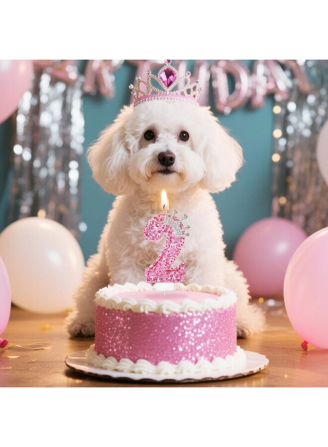 Birthday Number Candles,Pink Crown Birthday Candles for Cake,Glitter Number 6 Candle Cake Topper with Sequins for Girls,Women, Anniversary Celebrations Supplies (Pink 6) - Image 5