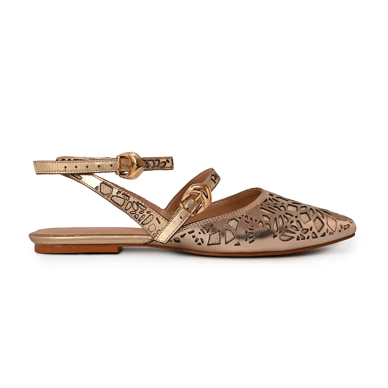 Golden Laser Cut Ballet Flat