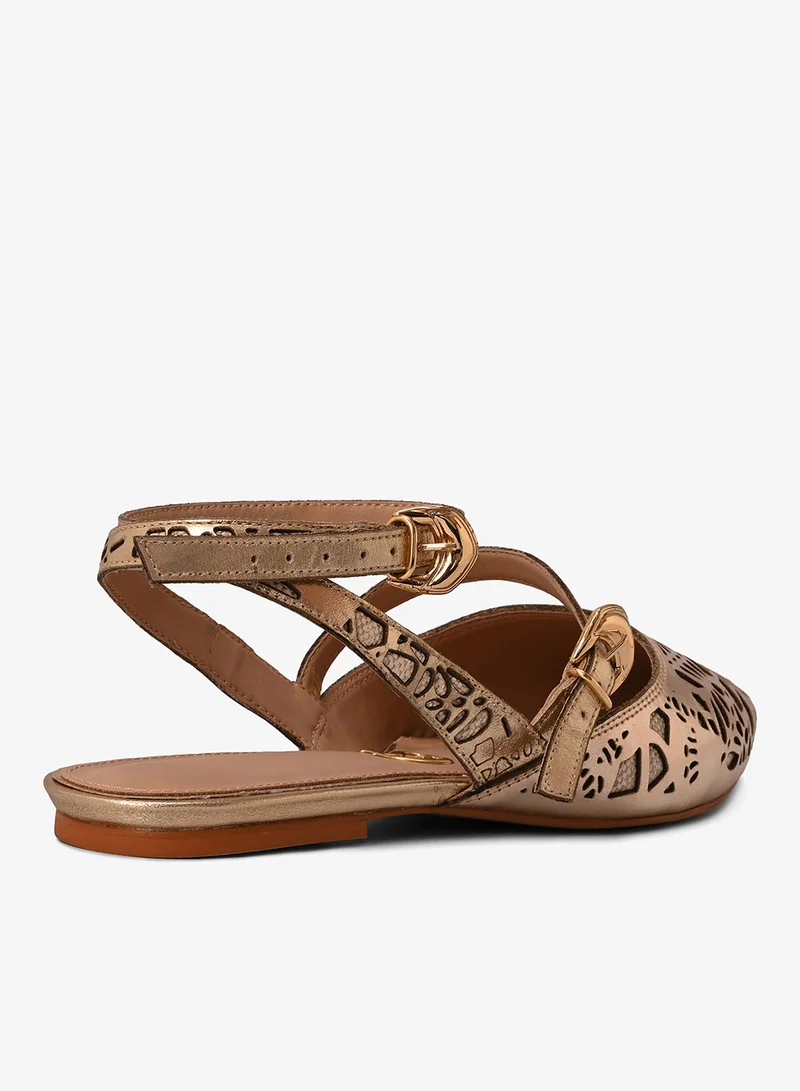 Carmen Steffens Golden Laser Cut Ballet Flat
