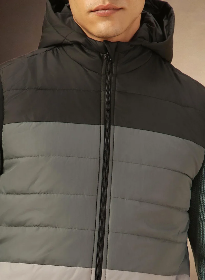 Dennis Lingo Black Men's Black 100% Polyester Colour Blocked Regular Fit Jacket for Men | Best Price UAE