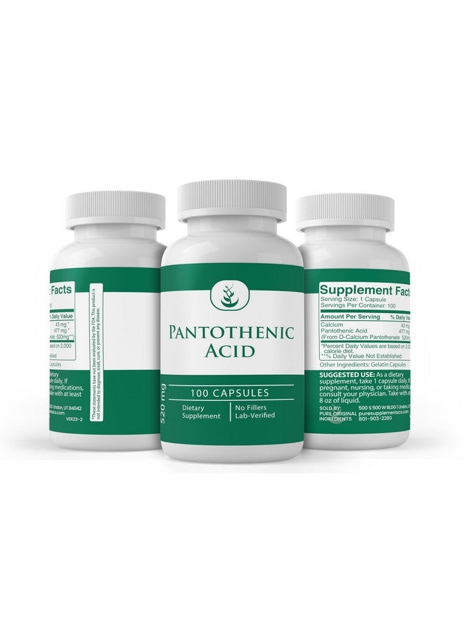 PURE ORIGINAL INGREDIENTS PURE ORIGINAL INGREDIENTS Pantothenic Acid (100 Capsules) Pure, Vitamin B5, Calcium Supplement - Image 4