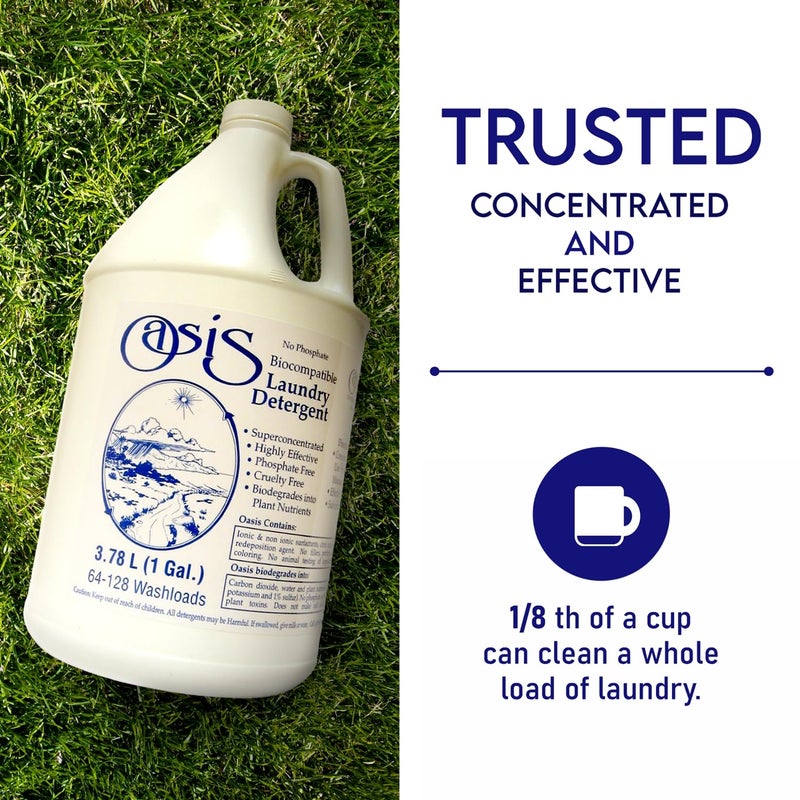 Oasis Biocompatible Laundry Detergent Liquid - Reuse Greywater for Plants - Clean, Safe, Concentrated & Effective, Grey Water Friendly, Sodium-Free, Biodegrades Into Plant Nutrients - HE 128 Loads - Image 5