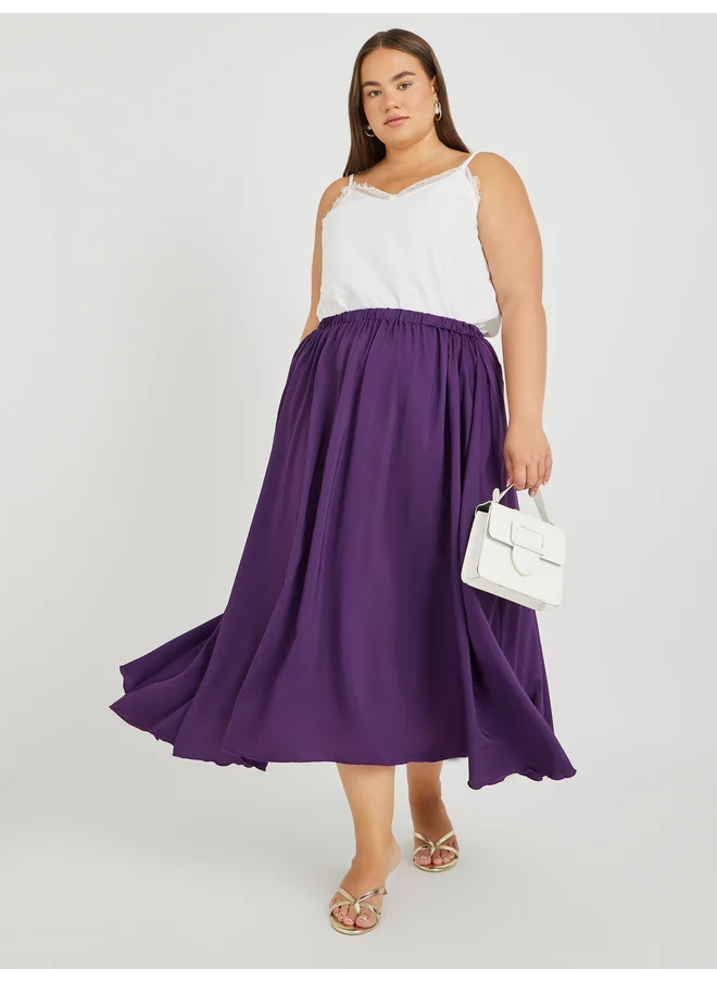 ستايلي Styli Plus Size Elasticated Waistband A-Line Maxi Skirt