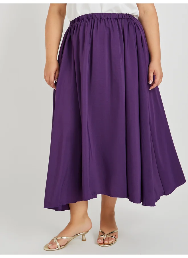 ستايلي Styli Plus Size Elasticated Waistband A-Line Maxi Skirt
