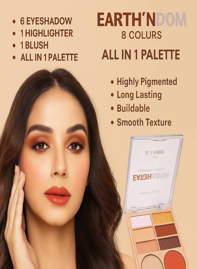 BEACHBORN INDIA Makeup Eyeshadow Highlighter & Blusher Palette (Multicolor)| Matte| Shimmer | Beginner Friendly & Long Lasting Eye Shadow Palette | All In One Makeup Palette (BBI-02-08 SHADE NO.1, 12.6G) - Image 5