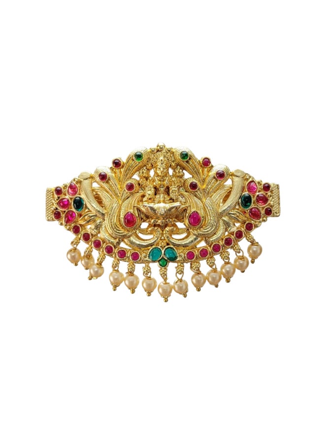 ARNAVIRA Gold Finish Traditional Temple Design Hair Clip Barrette For Women and Girl Bridal Wedding Gold Glossy Design 04 - Image 2