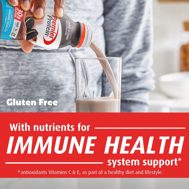 Premier Protein Shake, Cookies & Cream, 30g Protein, 1g Sugar, 24 Vitamins & Minerals, Nutrients to Support Immune Health 11.5 fl oz (12 Pack) - Image 3