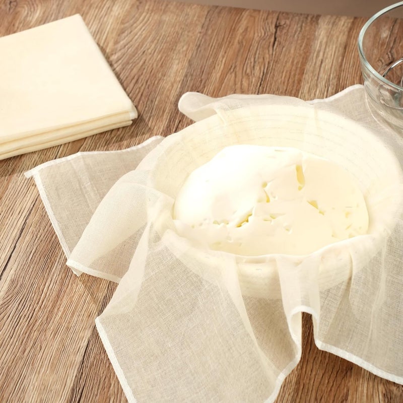 Siligruppo 4-Pack Hemmed Cheesecloths - 20"X20" Reusable Unbleached Cotton For Cheese Making, Nut Milk, Yogurt Straining & Crafts. Food-Grade, Pre-Cut With Reinforced Edges - Image 4