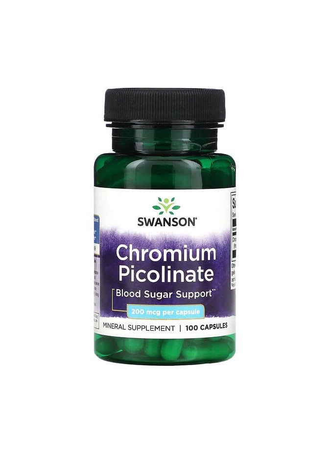 SWANSON - Chromium Picolinate, 200 mcg, 100 Capsules - Image 1
