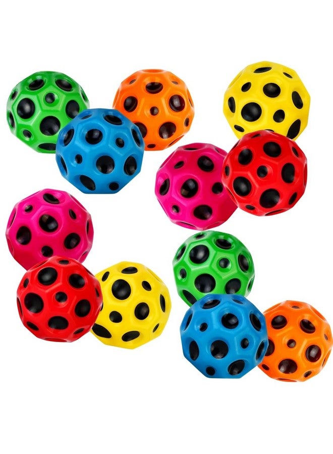 PLUSPOINT كرة القمر بلس بوينت، كرة قفز عالية الارتداد، كرة ميتور الفضائية، كرة مطاطية حسية، تدريب قفز ممتع لتطبيق تيك توك للعب في الداخل والخارج، سهلة الإمساك والقبض (عبوة من 12)  - Image 1