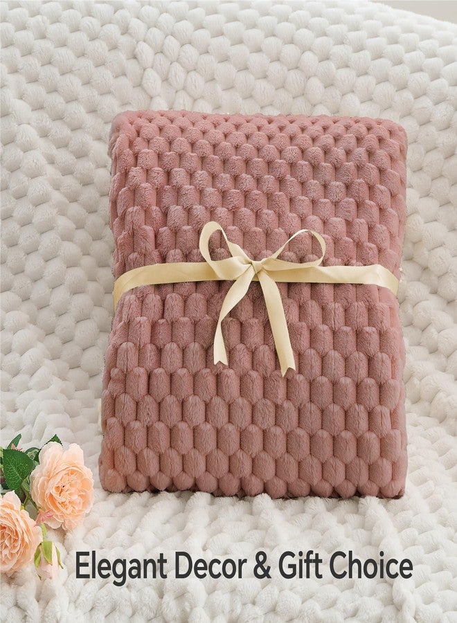 BEDELITE Fleece Blanket - 3D Jacquard Decorative Dusty Pink Throw Blankets for Couch & Bed, Soft and Cozy Warm Plush Fluffy Blanket All Seasons Suitable, 50x60Inches - Image 4