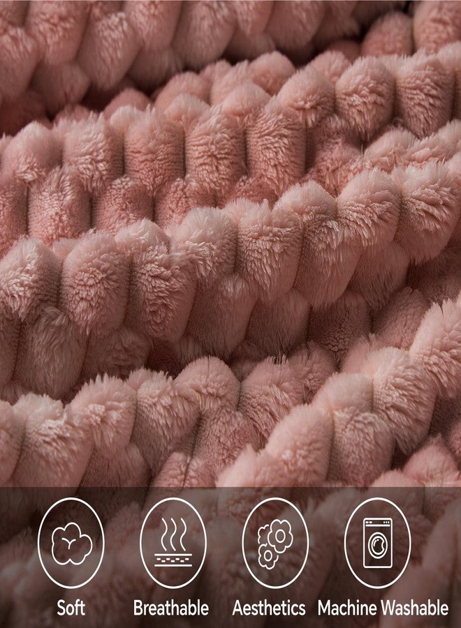 BEDELITE Fleece Blanket - 3D Jacquard Decorative Dusty Pink Throw Blankets for Couch & Bed, Soft and Cozy Warm Plush Fluffy Blanket All Seasons Suitable, 50x60Inches - Image 3
