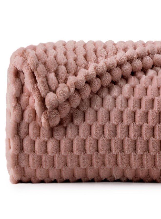 BEDELITE Fleece Blanket - 3D Jacquard Decorative Dusty Pink Throw Blankets for Couch & Bed, Soft and Cozy Warm Plush Fluffy Blanket All Seasons Suitable, 50x60Inches - Image 2