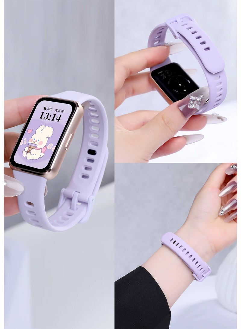 OLYSON 2-Pack TPU Sport Watch Band for Huawei Band 11 / Band 11 Pro, Soft Silicone Breathable Waterproof Replacement Strap, Purple + Black - Image 2