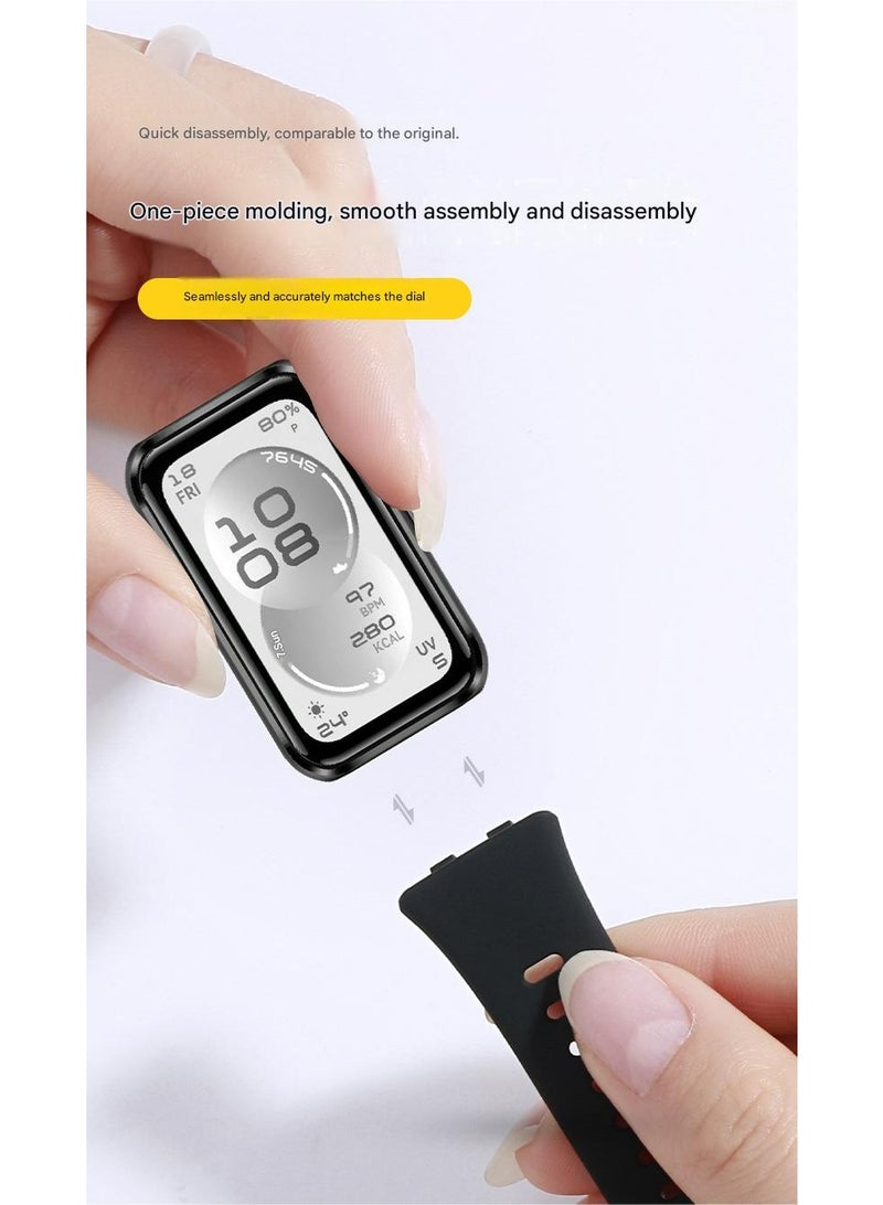 OLYSON 2-Pack TPU Sport Watch Band for Huawei Band 11 / Band 11 Pro, Soft Silicone Breathable Waterproof Replacement Strap, Purple + Black - Image 4