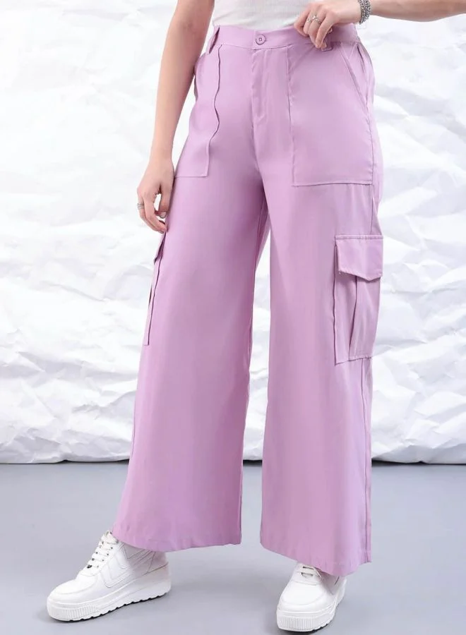 Freehand Women Flared Solid Mid Rise Cargo Pant