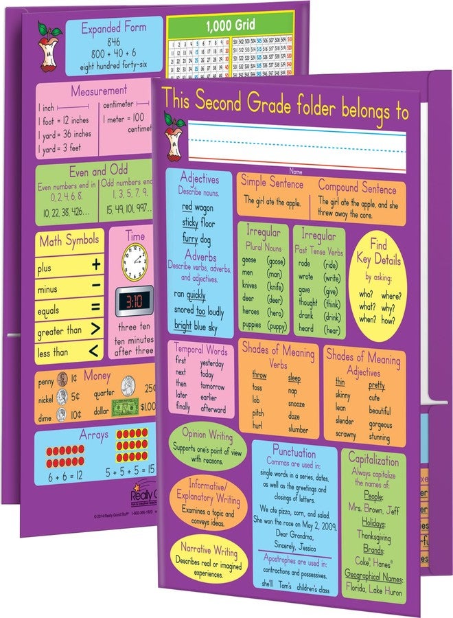 Really Good Stuff Common Core Resource Folders - Second Grade - Set of 12 - Bulk School Supplies, Take Home Organizer for Students, Classroom Essentials - Image 1