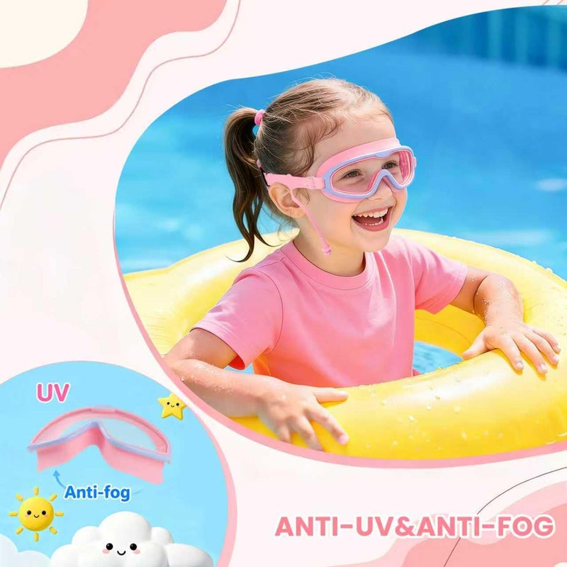 EHZYP Toddler Swim with Axolotl Fabric Strap No Tangle Pain-Free, Anti-Fog Swimming Pool Goggle No Leak for 3-15 YearsToddlers Girls Boysï¼ˆPinkï¼‰ - Image 5