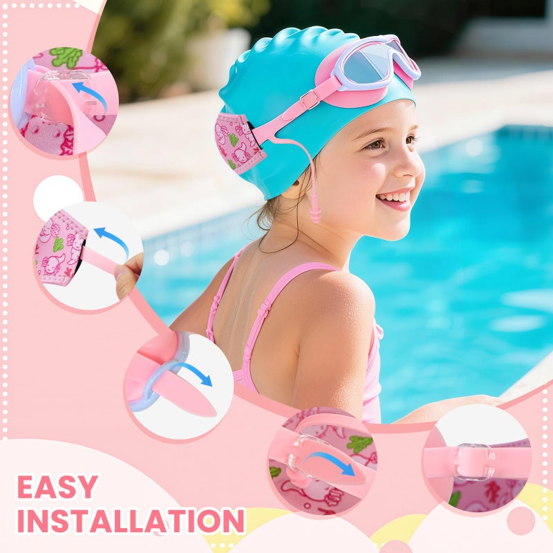 EHZYP Toddler Swim with Axolotl Fabric Strap No Tangle Pain-Free, Anti-Fog Swimming Pool Goggle No Leak for 3-15 YearsToddlers Girls Boysï¼ˆPinkï¼‰ - Image 3