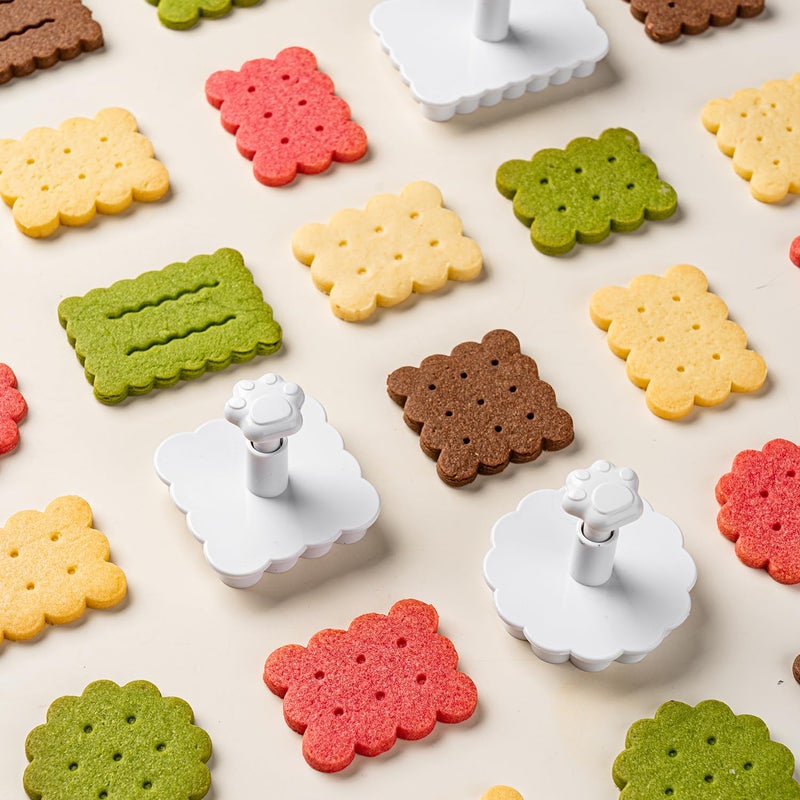 Vinland Cookie Stamps Set, 4 Pcs â€ŒButter Cookie Press Biscuit Cutter Set 3D Classic Cookie Cutter with Plunger Stamp, 4 Styles Funny Cookie Biscuit Molds for Treats DIY Baking, Cake, Pastry - Image 4