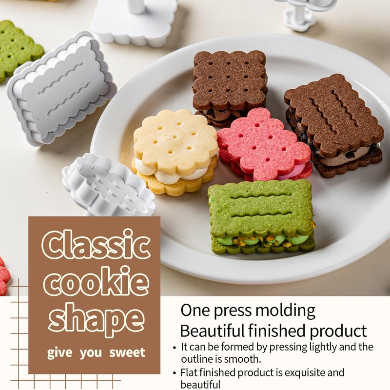 Vinland Cookie Stamps Set, 4 Pcs â€ŒButter Cookie Press Biscuit Cutter Set 3D Classic Cookie Cutter with Plunger Stamp, 4 Styles Funny Cookie Biscuit Molds for Treats DIY Baking, Cake, Pastry - Image 3