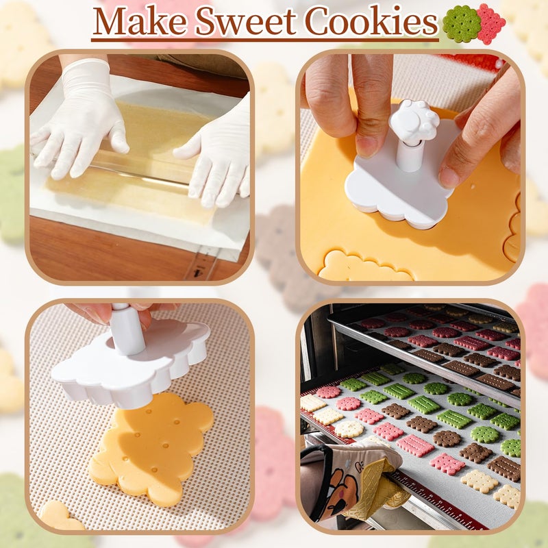 Vinland Cookie Stamps Set, 4 Pcs â€ŒButter Cookie Press Biscuit Cutter Set 3D Classic Cookie Cutter with Plunger Stamp, 4 Styles Funny Cookie Biscuit Molds for Treats DIY Baking, Cake, Pastry - Image 5