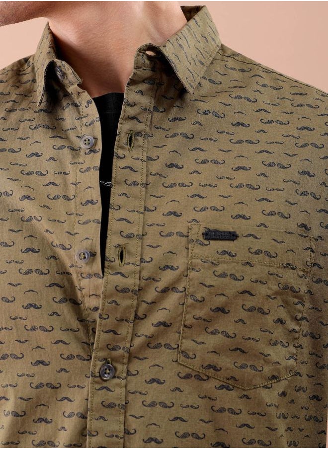 The Indian Garage Co - Men Slim Fit Graphic Print Full Sleeves Spread Collar Casual Shirt - Image 1