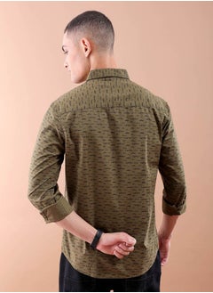 The Indian Garage Co Men Slim Fit Graphic Print Full Sleeves Spread Collar Casual Shirt  - Image 2