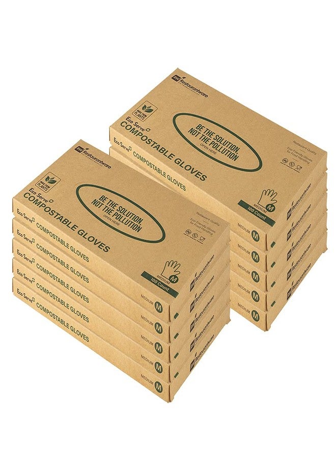 Restaurantware Eco Serve Medium Gloves 100 Plant-Based Disposable Gloves - Powder-Free Latex-Free Clear PLA Plastic Plastic Gloves Tear-Resistant Designed To Fit Most - Image 2
