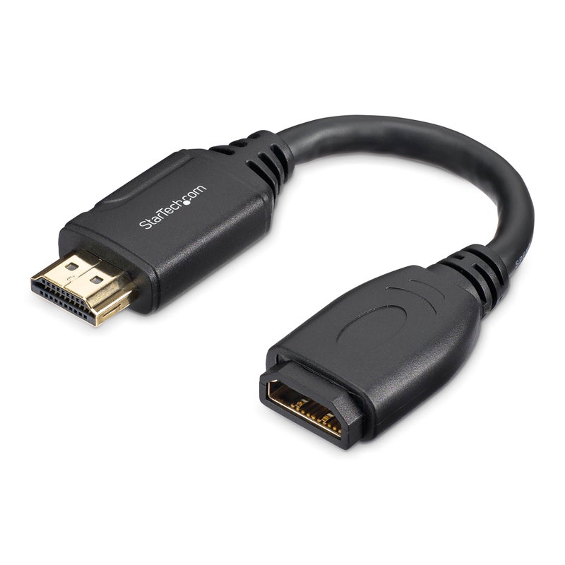 Startech.com StarTechcom 6 15cm HDMI Port Saver Cable 4K 60Hz High Speed HDMI 20 Extension Cable with Ethernet Short HDMI Extension Cable HDMI Male to Female Extension Adapter Cord HD2MF6INL - Image 2