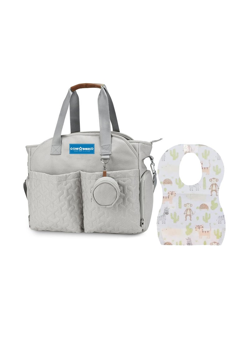 STAR BABiES Star Babies Buy 1 Get 10 (Buy Diaper Portable Bag Pacifier Pouch with Get Disposable Bibs 10pcs Free)-Khaki  - Image 1