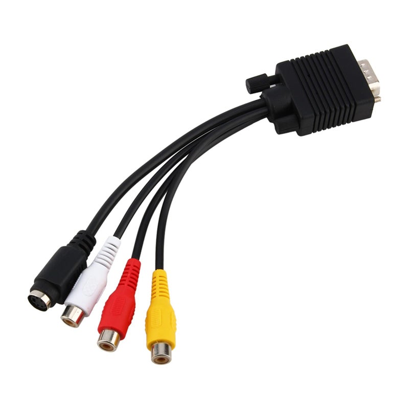 كابل محول VGA إلى S-Video TV AV أسود لأجهزة اللابتوب وأجهزة الكمبيوتر المكتبية - Image 2