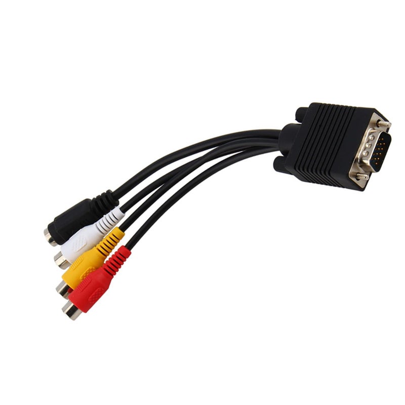 كابل محول VGA إلى S-Video TV AV أسود لأجهزة اللابتوب وأجهزة الكمبيوتر المكتبية - Image 3