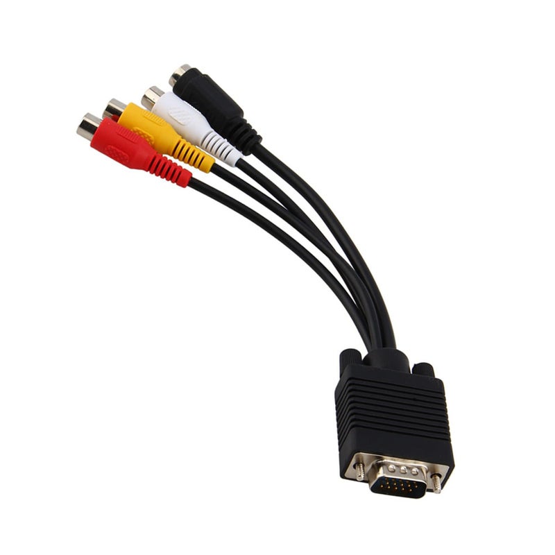 كابل محول VGA إلى S-Video TV AV أسود لأجهزة اللابتوب وأجهزة الكمبيوتر المكتبية - Image 4