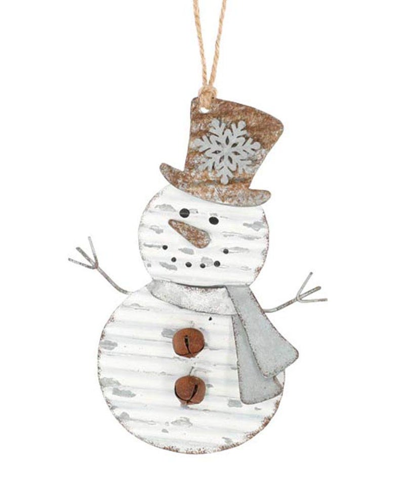 BurtonBurton Rustic Galvanized Metal Snowman Ornament