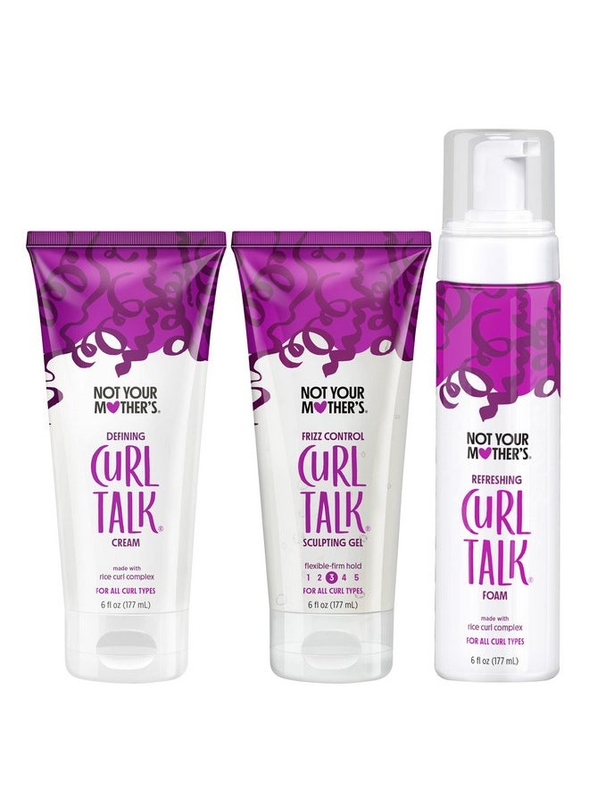 Not Your Mother's - Curl Talk Frizz Control Sculpting Gel Defining Cream And Refreshing Curl Foam (3Pack) 6 Fl Oz Formulated With Rice Curl Complex For All Curly Hair Types - Image 1
