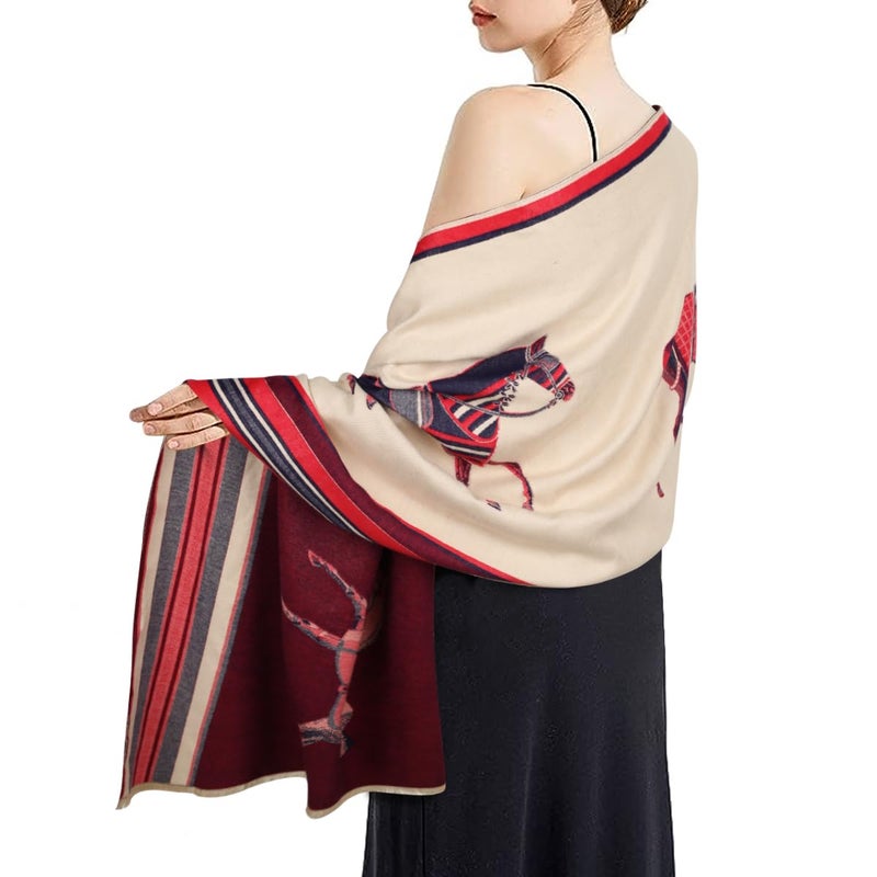 EXTREE Scarfs for Women Pashmina Silky Shawl Wrap for Evening Dressing Blanket Open Front Poncho Cape - Image 2