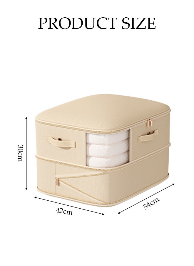 DUNISO 2 Pcs Large Clothes Storage Box，Waterproof Moving Tote Bag，Foldable Storage Containers，With Zipper and Handle，Dustproof,for Blankets and Quilts, Bedding, Sweater, Pillow,54*42*30cm  - Image 2