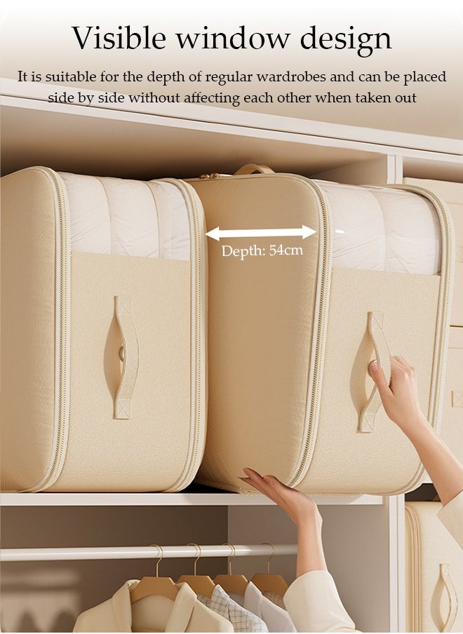 DUNISO 2 Pcs Large Clothes Storage Box，Waterproof Moving Tote Bag，Foldable Storage Containers，With Zipper and Handle，Dustproof,for Blankets and Quilts, Bedding, Sweater, Pillow,54*42*30cm  - Image 4