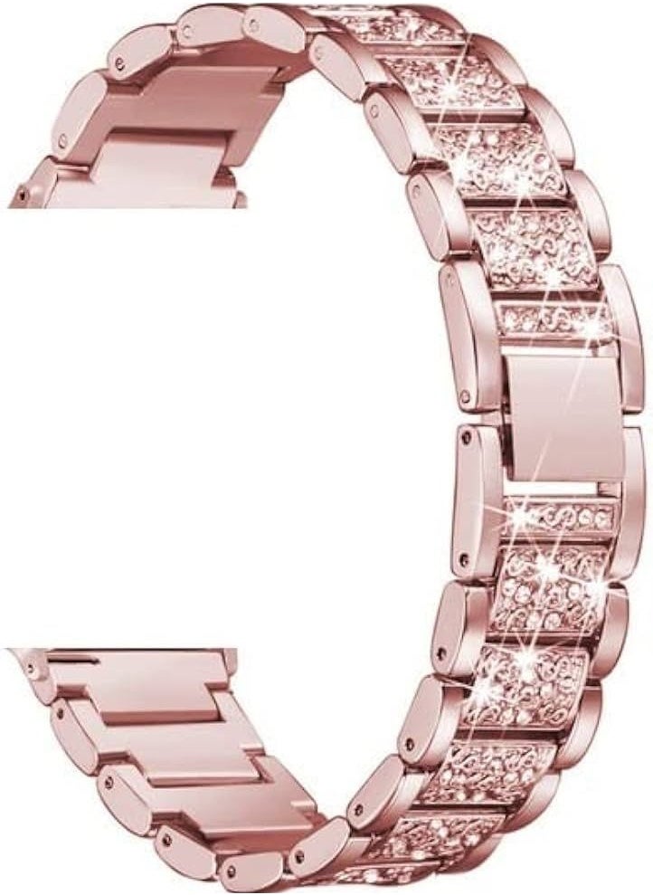 Rock Pow - Bracelet Watch Strap, Stylish Crystal Studded Metallic Bracelet Replacement Apple Watch Band with Secure Metal Folding Buckle Lock and Link Pin Remover for Women, Apple Watch Series 1 to 9 38/40/41/mm - Image 1