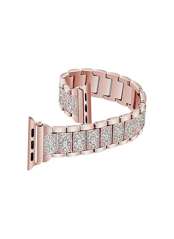 Rock Pow - Bracelet Watch Strap, Stylish Crystal Studded Metallic Bracelet Replacement Apple Watch Band with Secure Metal Folding Buckle Lock and Link Pin Remover for Women, Apple Watch Series 1 to 9 38/40/41/mm - Image 1
