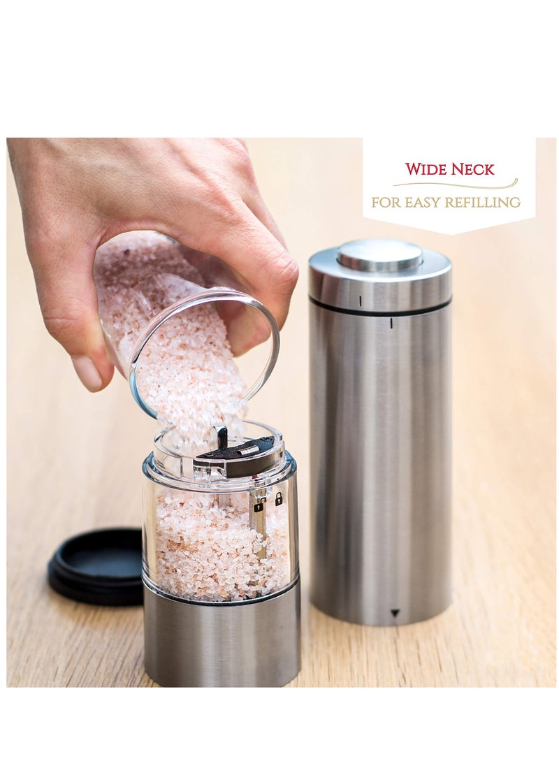 Generic - Protable Electric Salt and Pepper Grinder Set Battery Operated Stainless Steel Mill with Light (2 Mills) - Automatic One Handed Operation - Electronic Adjustable Shakers - Coffee Bean Grinders - Image 1