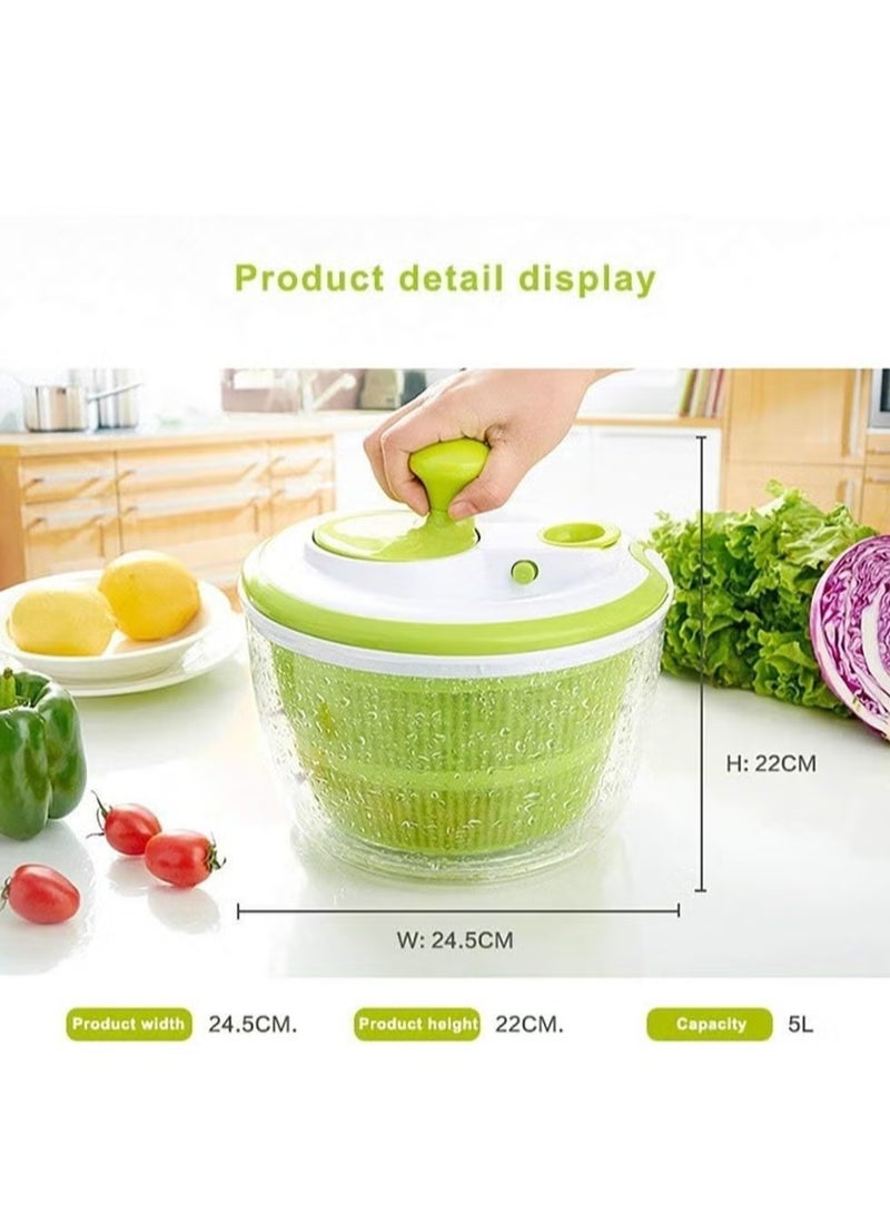 ELTRAZONE Salad Spinner Large 4.26L Capacity with Clear Serving Bowl, Colander Basket, Smart-Lock Lid, Easy Drain System, Non-Slip Base – Washes, Dries & Dresses Lettuce, Herbs, Vegetables & Fruit Convenient Kitchen Essential - Image 2