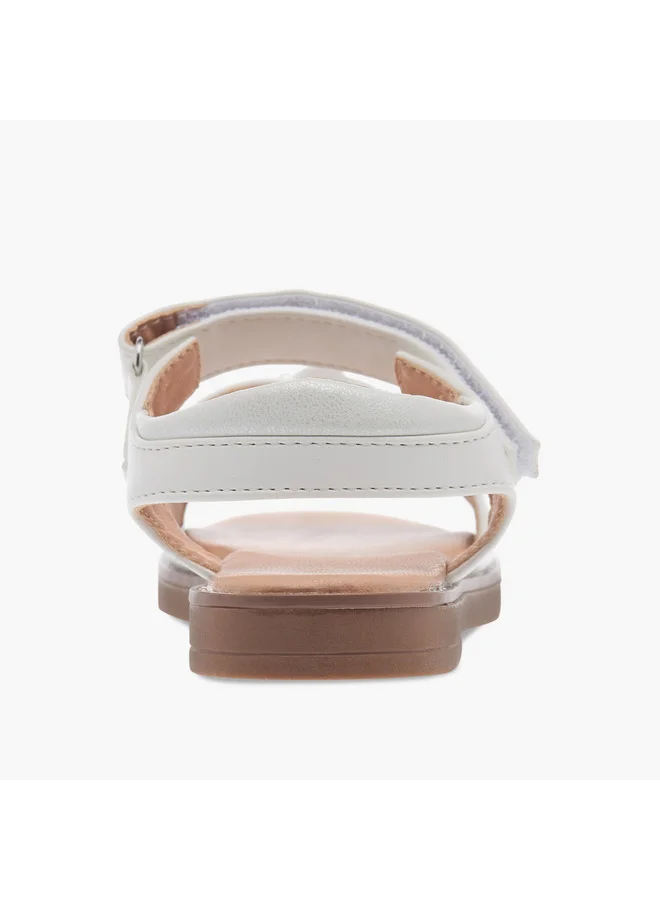 Flora Bella By Shoexpress Girls Seashell Applique Sandals with Hook and Loop Closure