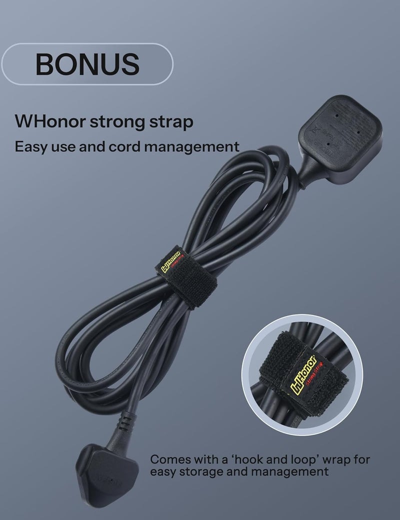 WHonor Extension Lead 15m, 1 Way Extension Cord with UK 3 Pin Plug Power Strip, Tough and Fireproof Single Extension Socket for Home&Office (15m, black) - Image 5