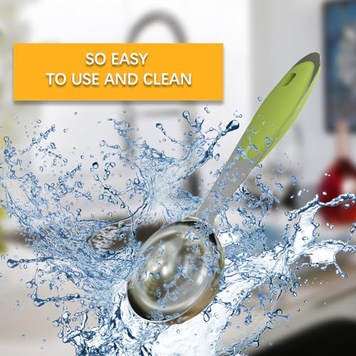 LEIFENY 1PCS 1 Tbsp(3tsp, 1/2oz, 15ml) Single Measuring Spoon with Green Silicone Grip, Stainless Steel Individual Measure Scoop Only - Image 4