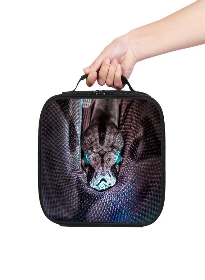 Lexin Snake Animal Print Portable Lunch Bag without Shoulder Strap, Reusable Insulated Lunch Box Cooler Bag for Kids Boys - Image 2