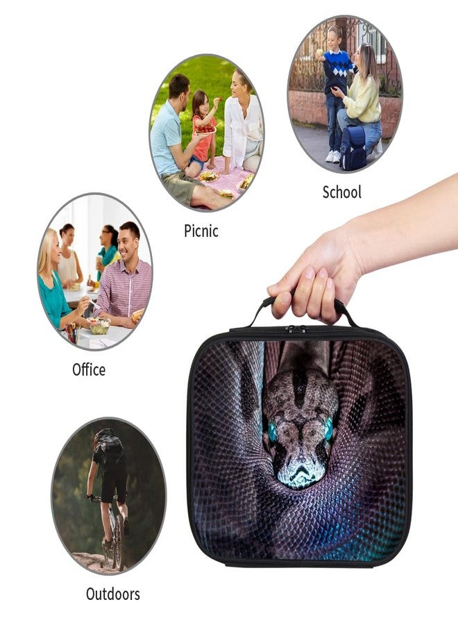 Lexin Snake Animal Print Portable Lunch Bag without Shoulder Strap, Reusable Insulated Lunch Box Cooler Bag for Kids Boys - Image 5